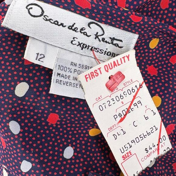 NWT VTG Oscar De La Renta Expressions Abstract Print Blouse Womens Sz 12 - Picture 8 of 10